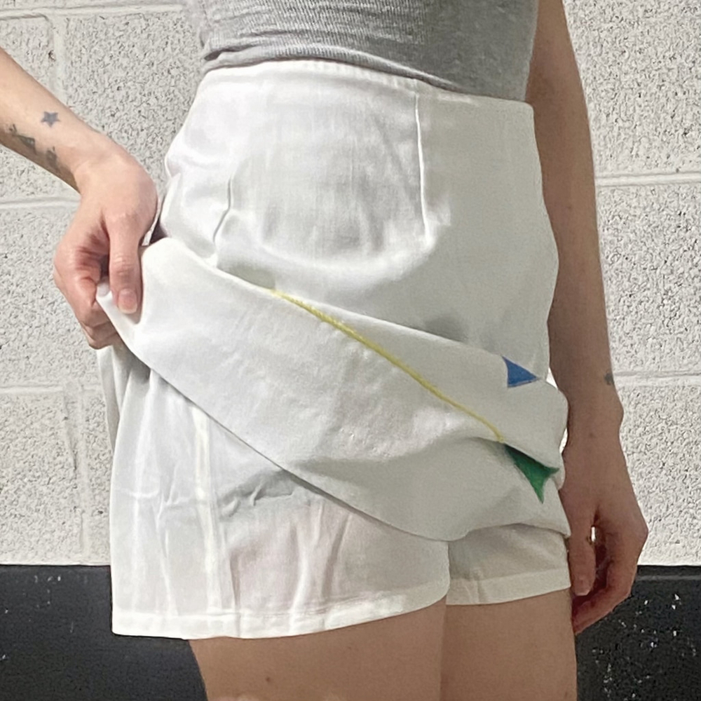 White Vintage Appliqué Tennis Skort Size S - Picture 3 of 10